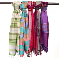 Bufandas bohemias indias grandes - 75x180 - Púrpuras al azar