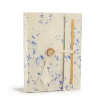 Cuaderno de algodón azul mixto Lokta grande (15x12 cm) - 45 hojas