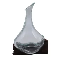 Decantador mini de vidrio fundido sobre madera 20 cm