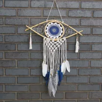 Med macramé eye blanco / azul / gris