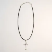 Colgante devocional hindú - Plateado con baño de plata (cordón de 45 cm) - Símbolo Ankh de la Vida Eterna