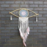 Lrg macramé ojo azul / blanco / rosa