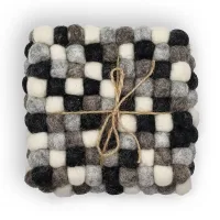 Posavasos cuadrados de fieltro de 10 cm, color gris multicolor (juego de 4)