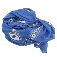 Diseño del ojo maligno en azul rico y dorado