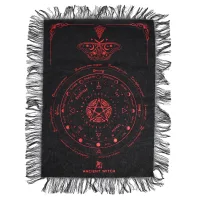 Paño antiguo de adivinación con péndulo de bruja - Polilla mística - negro y rojo sangre