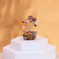 Mini árbol de piedras preciosas sobre base de orgonita - Piedras múltiples (15 piedras)
