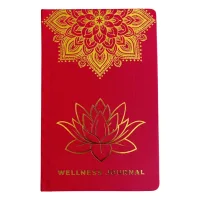 Diario de Bienestar Rojo - 120 páginas - Mandala dorado y loto