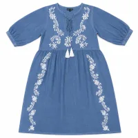 Azul oscuro con bordado y borlas (l-xl)