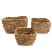 Cestas cuadradas de hierba marina - Natural - Juego de 3