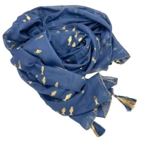 Diseño de peces en azul marino y oro
