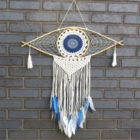Lrg macramé ojo blanco / azul / gris