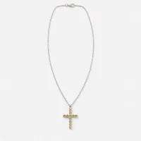 Colgante devocional indio - plateado (cadena de 45 cm) - crucifijo de citrino