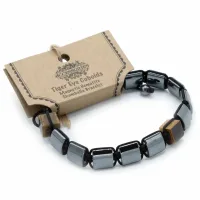 Pulsera Magnética Shamballa de Hematita -  Cuboides Ojo de Tigre