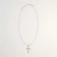 Colgante devocional indio - plateado (cadena de 45 cm) - crucifijo de peridoto