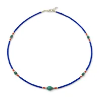 Collar nepalí de gemas extrafinas - ónix azul y árbol de la vida
