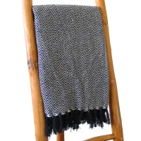 Mantas bohemias de confort - Zigzag azul marino