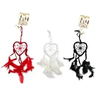 Bali Atrapasueños - Corazón pequeño - Negro/Blanco/Rojo