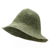 Nomad Sari Sombrero de sol de paja flexible - verde musgo