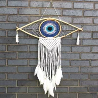 Lrg macramé mal de ojo azul / blanco / negro