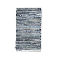 Alfombra pequeña de yute de algodón reciclado - 50x90cm - Azul