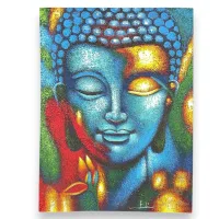 Flor azul y dorada