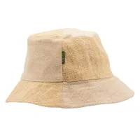 Sombrero de festival boho de cáñamo y algodón con parches - Natural