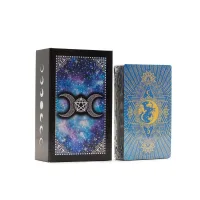 Conjunto de cartas de Tarot con lámina azul - Cara de la Luna - con folleto