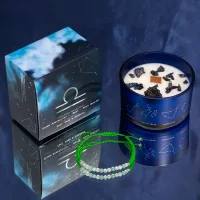 Vela de Cristal del Zodiaco con Pulsera de Piedras Preciosas - Libra
