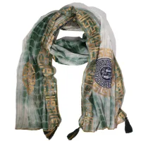 Nomad Sari Verano Marbella Pañuelo estampado - Verde con Oro  (180x50cm)