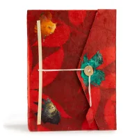 Lokta Bold Floral Notebook – Grande (21x15cm) – 45 hojas – Incluye marcador – rubí