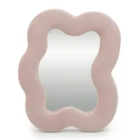 Espejo suave y ondulado – Guijarro cuadrado – Rosa suave (22.5 x 27 x 2.3 cm)