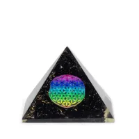 Piramides de orgonita pequeñas 5.5x4.5cm - Flor de la Vida - trozos de tormalina negra