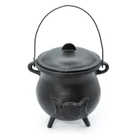 Extragrande Caldero de hierro fundido con Triple Luna 23x18 cm (al menos 4 kg)