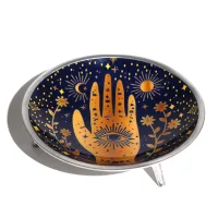Plato de ofrendas esmaltado con tres patas - Hamsa azul medianoche