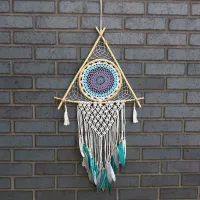 Lrg macrame piramide blanco/ turquesa