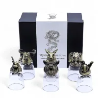 Set de regalo de 6 vasos de chupito (50 ml) - Criaturas Salvajes del Bosque - Bronce antiguo