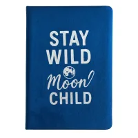Cuaderno de terciopelo azul oscuro - 80 páginas - Mantente salvaje, hijo de la luna