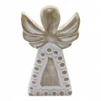 Ángel de madera de mango - lavado blanco
