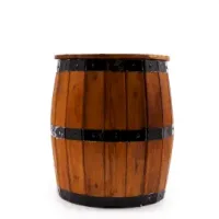 Taburete de barril de cerveza y soporte para parasol – Madera natural 38 x 32 cm