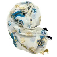 Diseño del ojo maligno en blanco, azul y oro
