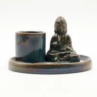 Plato de incienso de Buda de uso múltiple - cerámica azul
