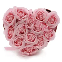 Caja de Regalo - Flor de Jabón  13 Rosas Rosas - corazon