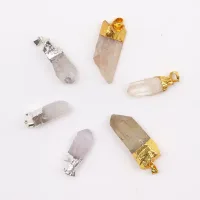 Colgantes de cuarzo transparente bañados en oro y plata (6 unidades surtidas)
