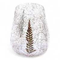 Portavelas de Vidrio floral natural - Cuenco grande - Pino (15x12cm)