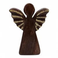 Ángel de madera de mango mediano - decoración dorada