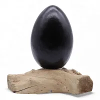 Lámpara de Mesa con Pantalla Huevo de Lava Craquelado – Gris