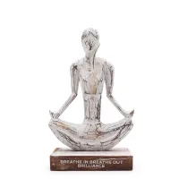 Yoga Mujer de Madera - Encalada - Postura Fácil - Inspira Espira Brillo