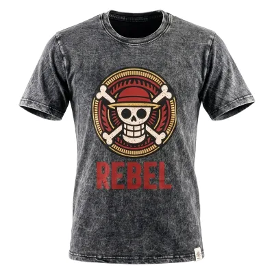 Nomad Sari Camiseta de algodón lavado a piedra - Rebel - Carbón - Grande