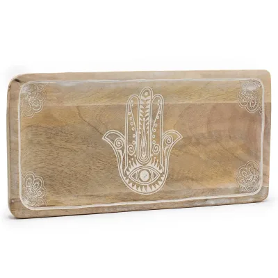 Bandeja larga 30x15x2,5cm - Hamsa Blanco