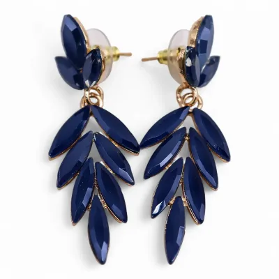 Pendientes de Cristal Vintage - Largo - Azul